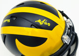 Mike Sainristil Autographed Michigan Wolverines Black Speed Mini Helmet "23 Nat'l Champs" Beckett BAS Witness #4W083635