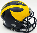 Mike Sainristil Autographed Michigan Wolverines Black Speed Mini Helmet "23 Nat'l Champs" Beckett BAS Witness #4W083651