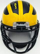 Mike Sainristil Autographed Michigan Wolverines Black Speed Mini Helmet "23 Nat'l Champs" Beckett BAS Witness #4W083651