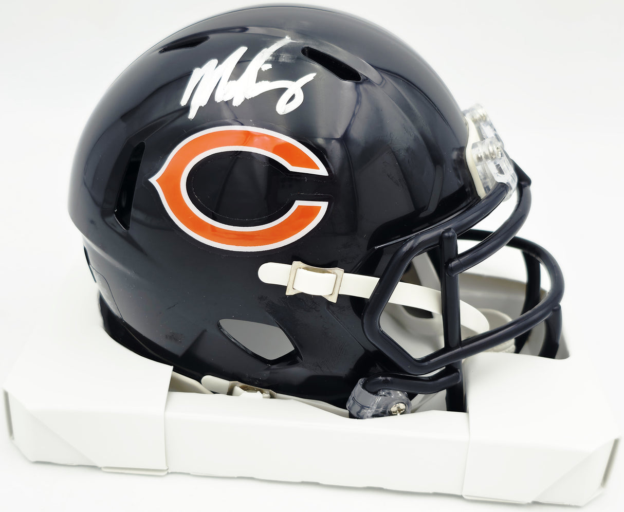 Mike Singletary Autographed Chicago Bears Blue Speed Mini Helmet (Smudged) Beckett BAS Witness #4W454922
