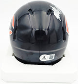 Mike Singletary Autographed Chicago Bears Blue Speed Mini Helmet (Smudged) Beckett BAS Witness #4W454940