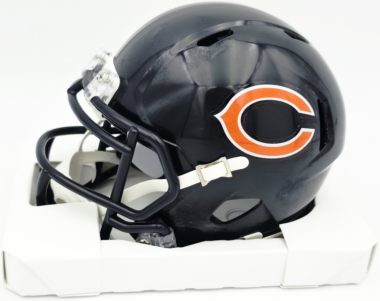 Mike Singletary Autographed Chicago Bears Blue Speed Mini Helmet (Smudged) Beckett BAS Witness #4W454917
