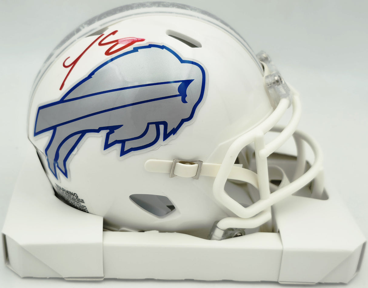 LeSean McCoy Autographed Buffalo Bills White Rivalries Speed Mini Helmet Beckett BAS Witness #2W102766