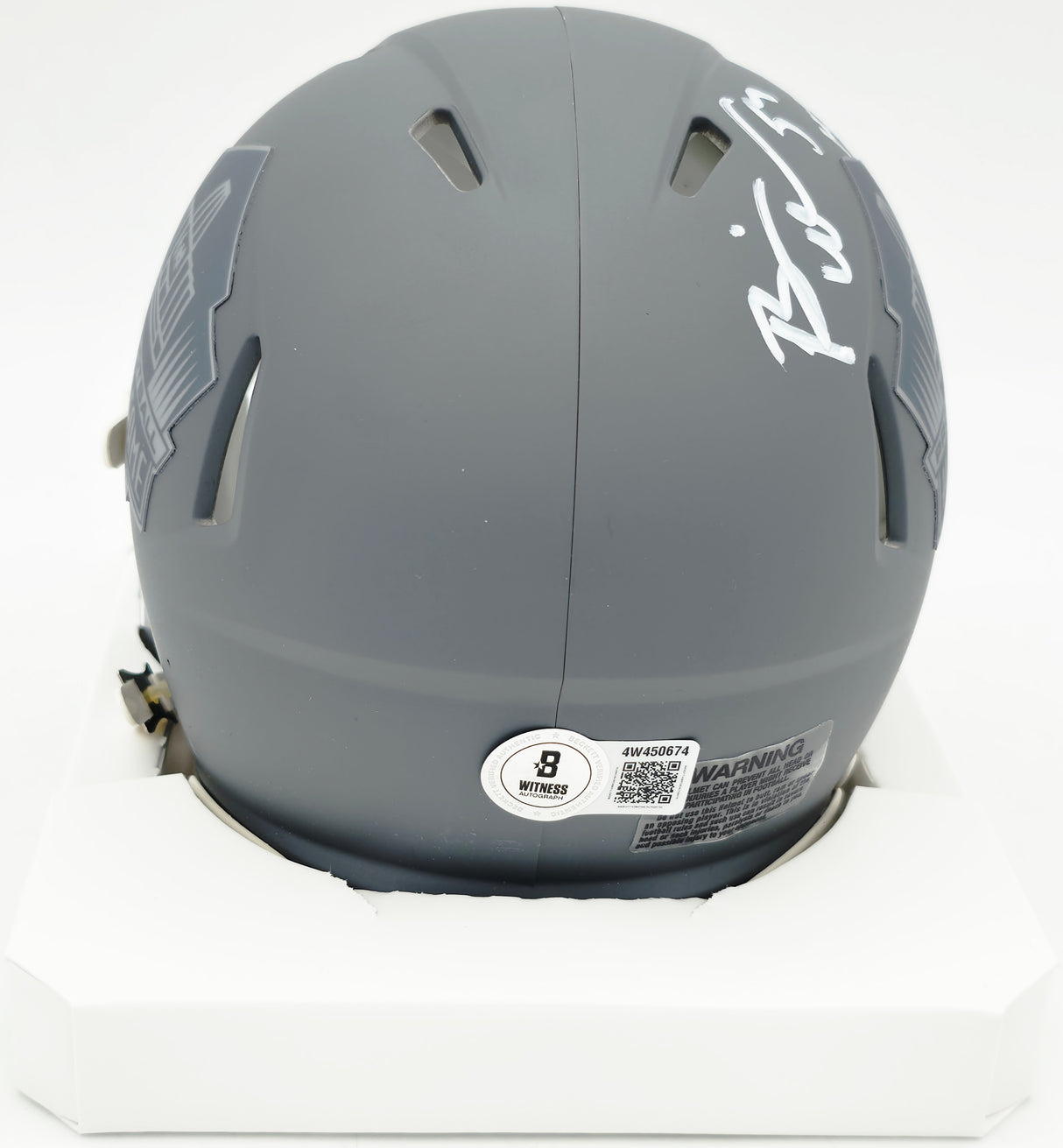 Brian Urlacher Autographed Hall of Fame Slate Gray Speed Mini Helmet "HOF 18" Beckett BAS Witness #4W450674