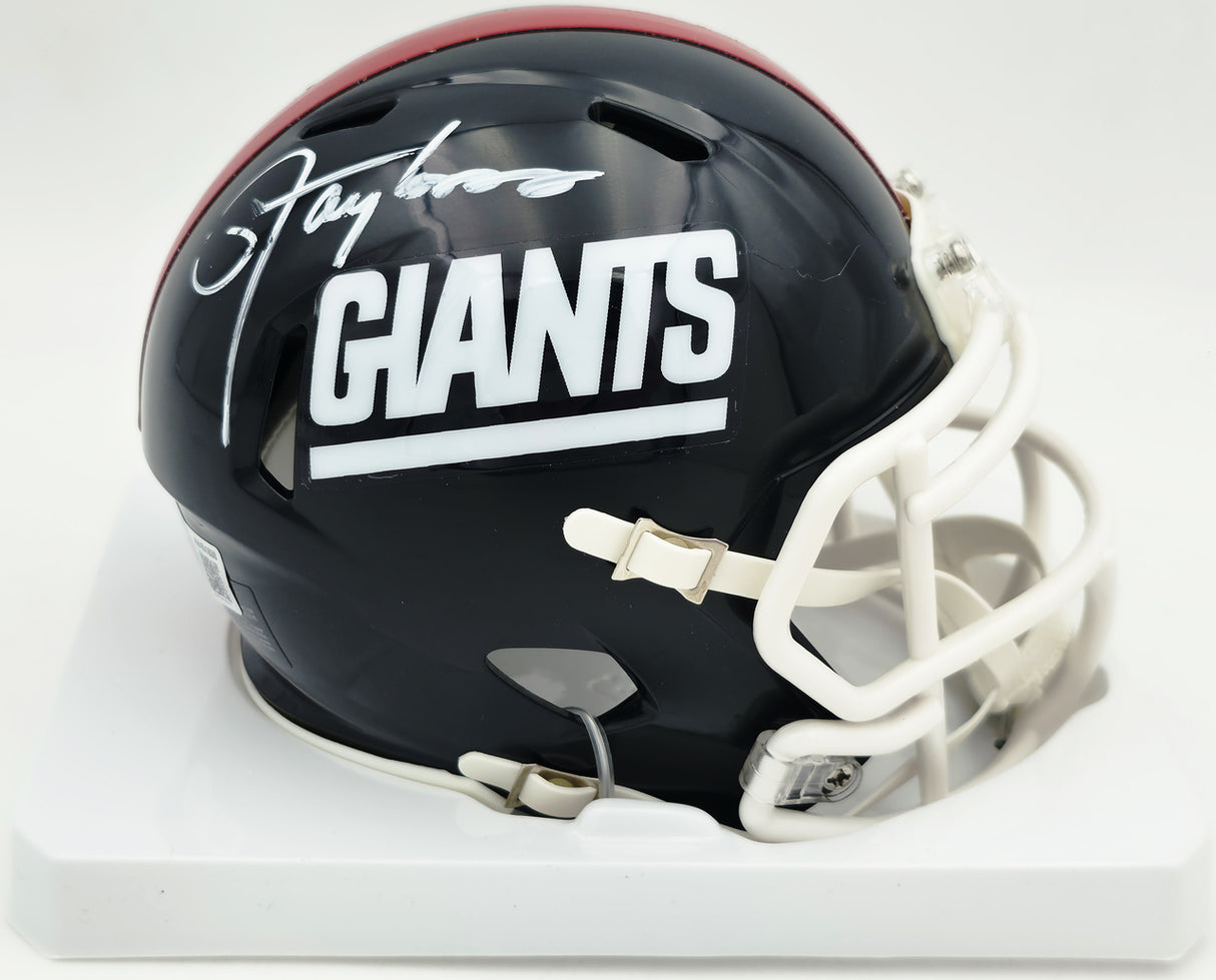 Lawrence Taylor Autographed New York Giants Blue Speed Mini Helmet Beckett BAS Witness #4W451838