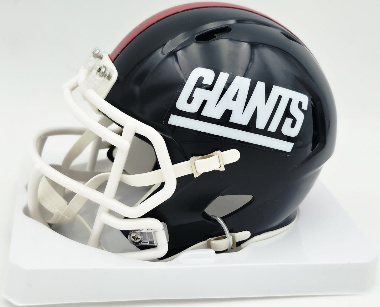 Lawrence Taylor Autographed New York Giants Blue Speed Mini Helmet Beckett BAS Witness #4W451838