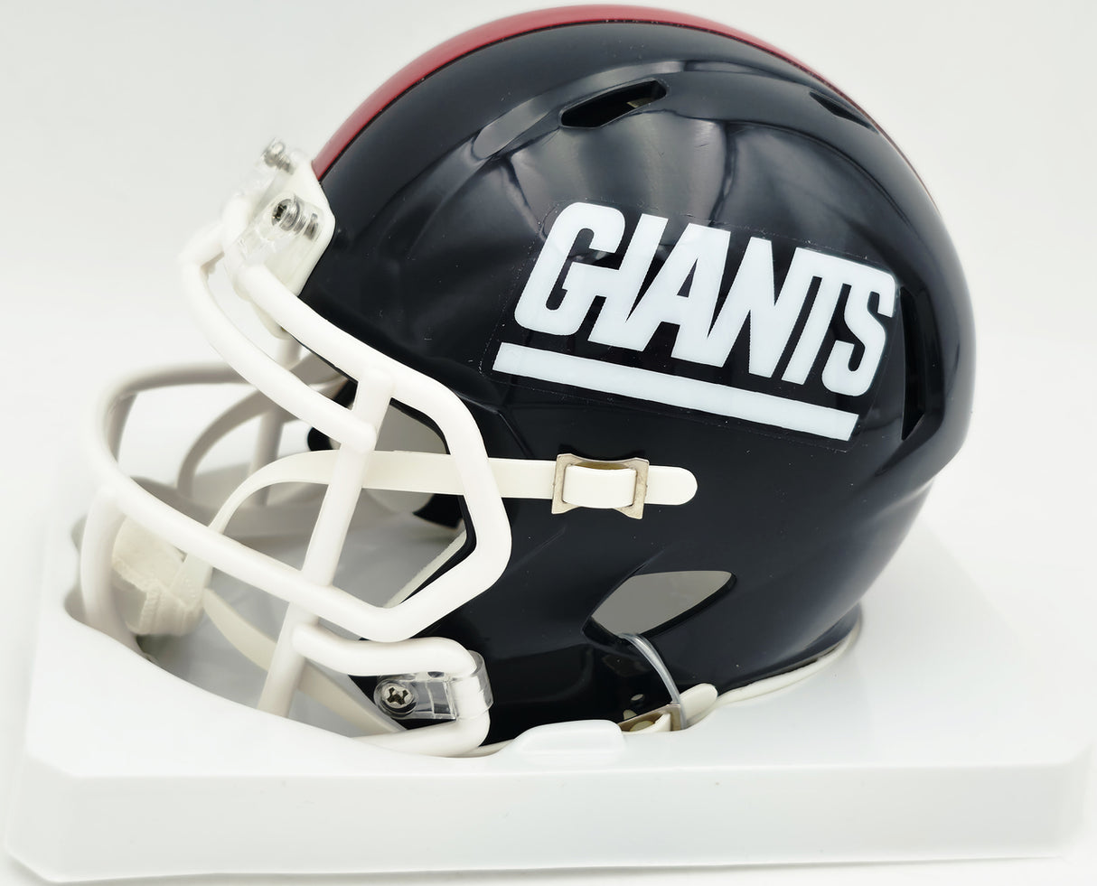 Lawrence Taylor Autographed New York Giants Blue Speed Mini Helmet Beckett BAS Witness #4W451843