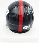 Lawrence Taylor Autographed New York Giants Blue Speed Mini Helmet Beckett BAS Witness #4W451843
