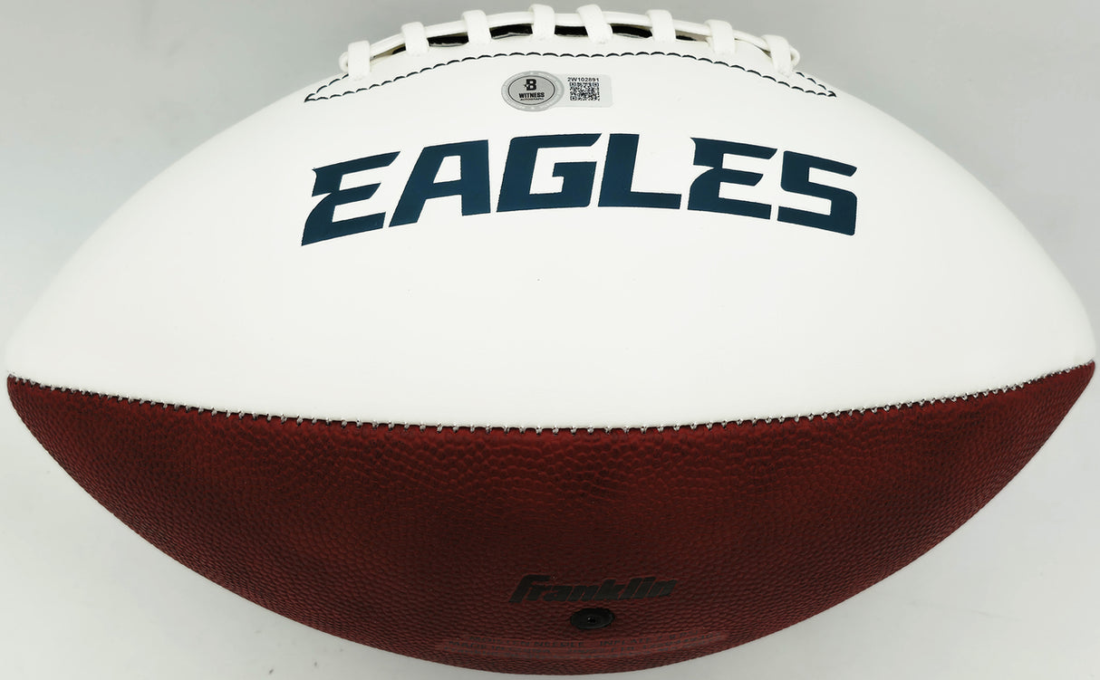 LeSean McCoy Autographed Philadelphia Eagles White Logo Football (Smudged) Beckett BAS Witness #2W102891