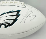 LeSean McCoy Autographed Philadelphia Eagles White Logo Football (Signed Twice) Beckett BAS Witness #2W102