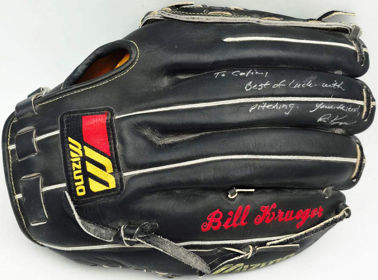 Bill Krueger Autographed Game Used Black Mizuno Fielding Glove Seattle Mariners "To Colin" SKU #267140
