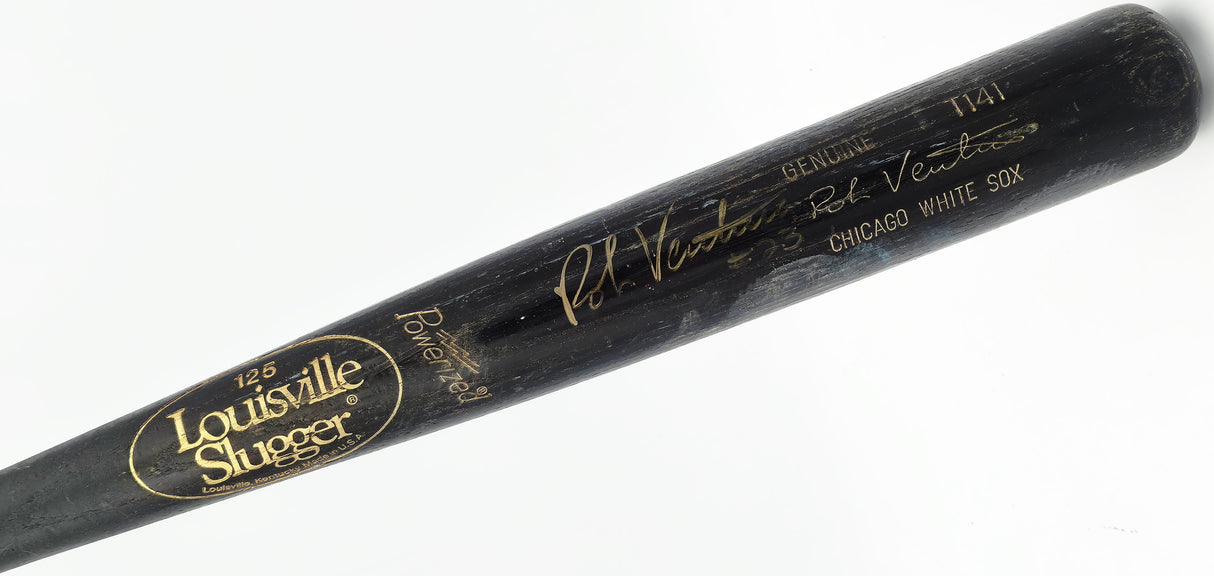 Robin Ventura Autographed Game Used Uncracked Louisville Slugger T141 Baseball Bat Chicago White Sox Beckett BAS QR #BX67580