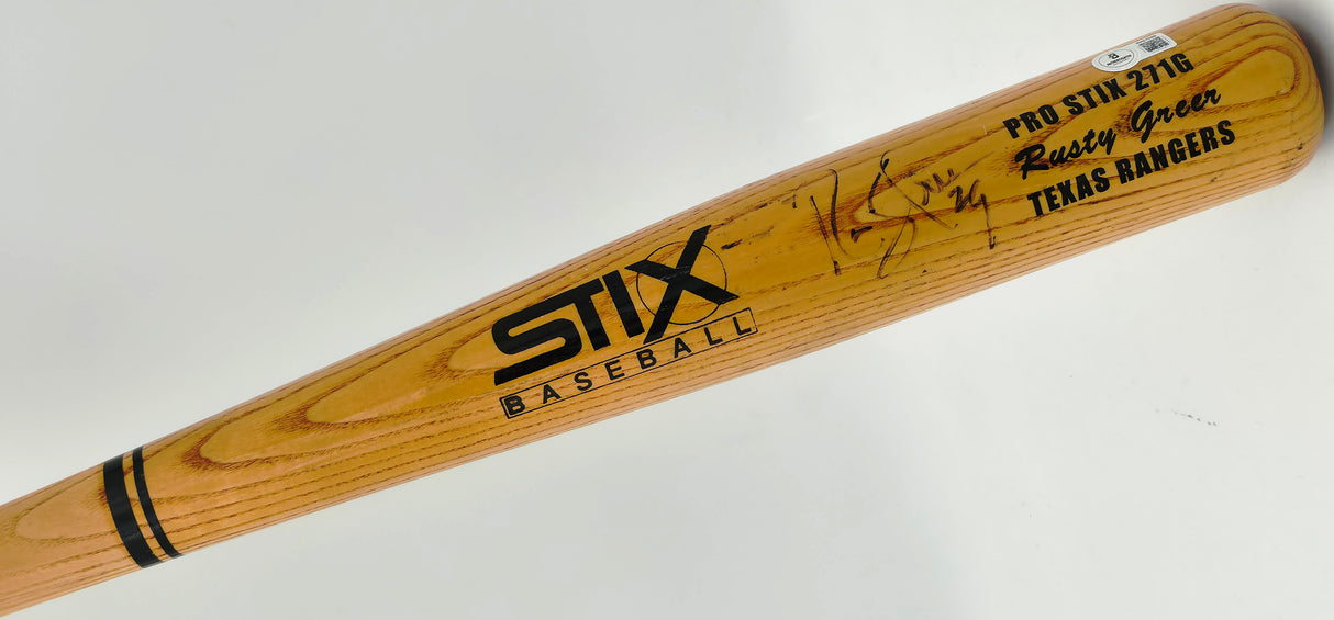 Rusty Greer Autographed Game Used Uncracked Stix 271G Baseball Bat Texas Rangers Beckett BAS QR #BX67586