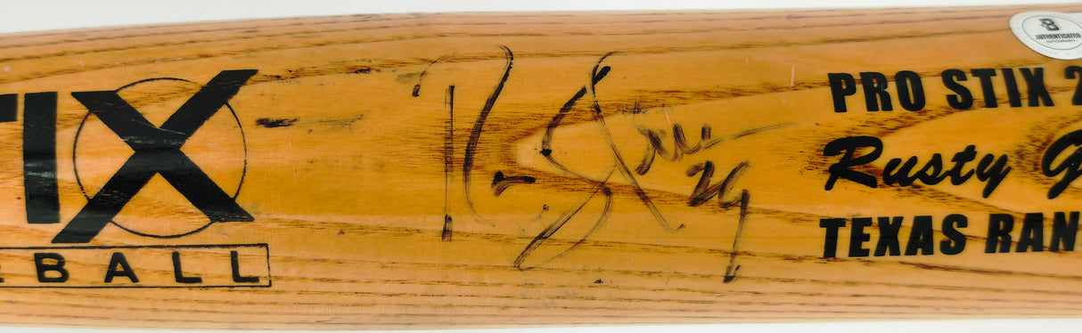 Rusty Greer Autographed Game Used Uncracked Stix 271G Baseball Bat Texas Rangers Beckett BAS QR #BX67586