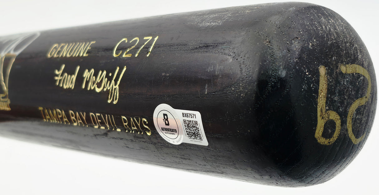 Fred McGriff Autographed Game Used Uncracked Louisville Slugger C271 Baseball Bat Tampa Bay Rays Beckett BAS QR #BX67571
