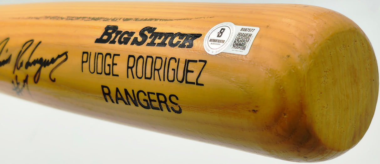 Ivan Rodriguez Autographed Game Issued Rawlings 433B Baseball Bat Texas Rangers Beckett BAS QR #BX67577