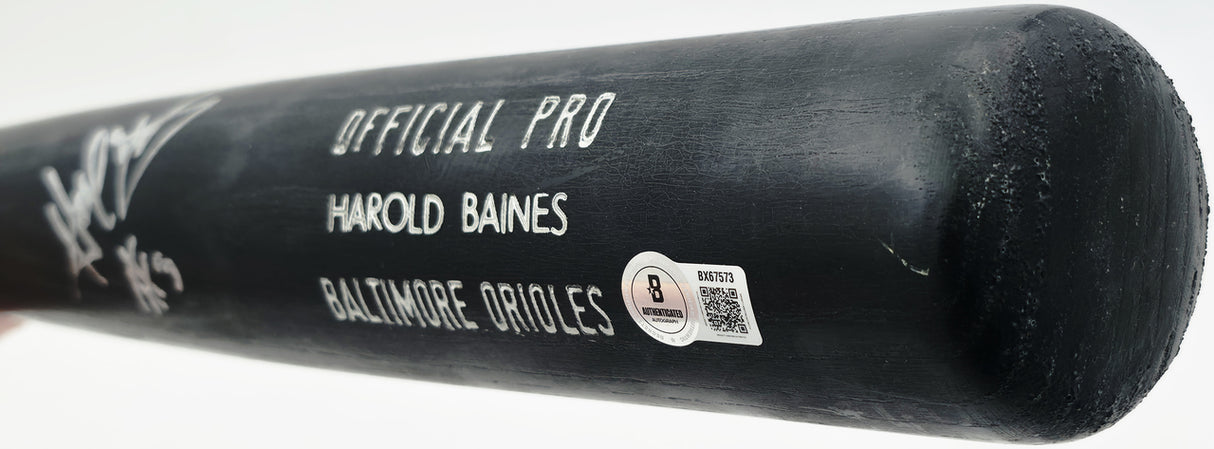 Harold Baines Autographed Game Issued Young Bat Co. Baseball Bat Baltimore Orioles Beckett BAS QR #BX67573