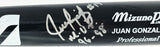 Juan Gonzalez Autographed Game Issued Mizuno Baseball Bat Texas Rangers Beckett BAS QR #BX67611