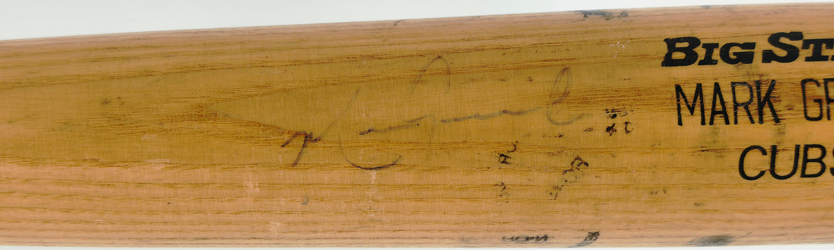Mark Grace Autographed Game Used Uncracked Rawlings 256B Baseball Bat Chicago Cubs Beckett BAS QR #BX67578