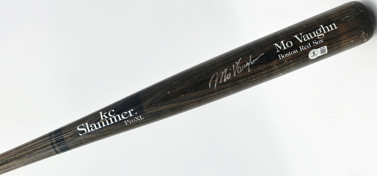 Mo Vaughn Autographed Game Issued KC Slammer Baseball Bat Boston Red Sox Beckett BAS QR #BX67585