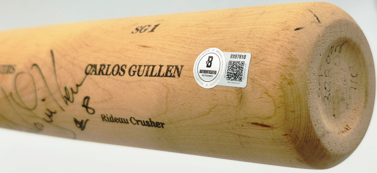 Carlos Guillen Autographed Game Issued Sam SG1 Baseball Bat Seattle Mariners Beckett BAS QR #BX67610