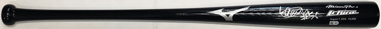 Ichiro Suzuki Autographed Black Mizuno 3000th Hit Baseball Bat Miami Marlins "#51" "8/7/16" MLB Holo #JB615295