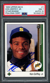 Ken Griffey Jr. Autographed 1989 Upper Deck Rookie Card #1 Seattle Mariners PSA 7 Auto Grade Gem Mint 10 PSA/DNA #161449176