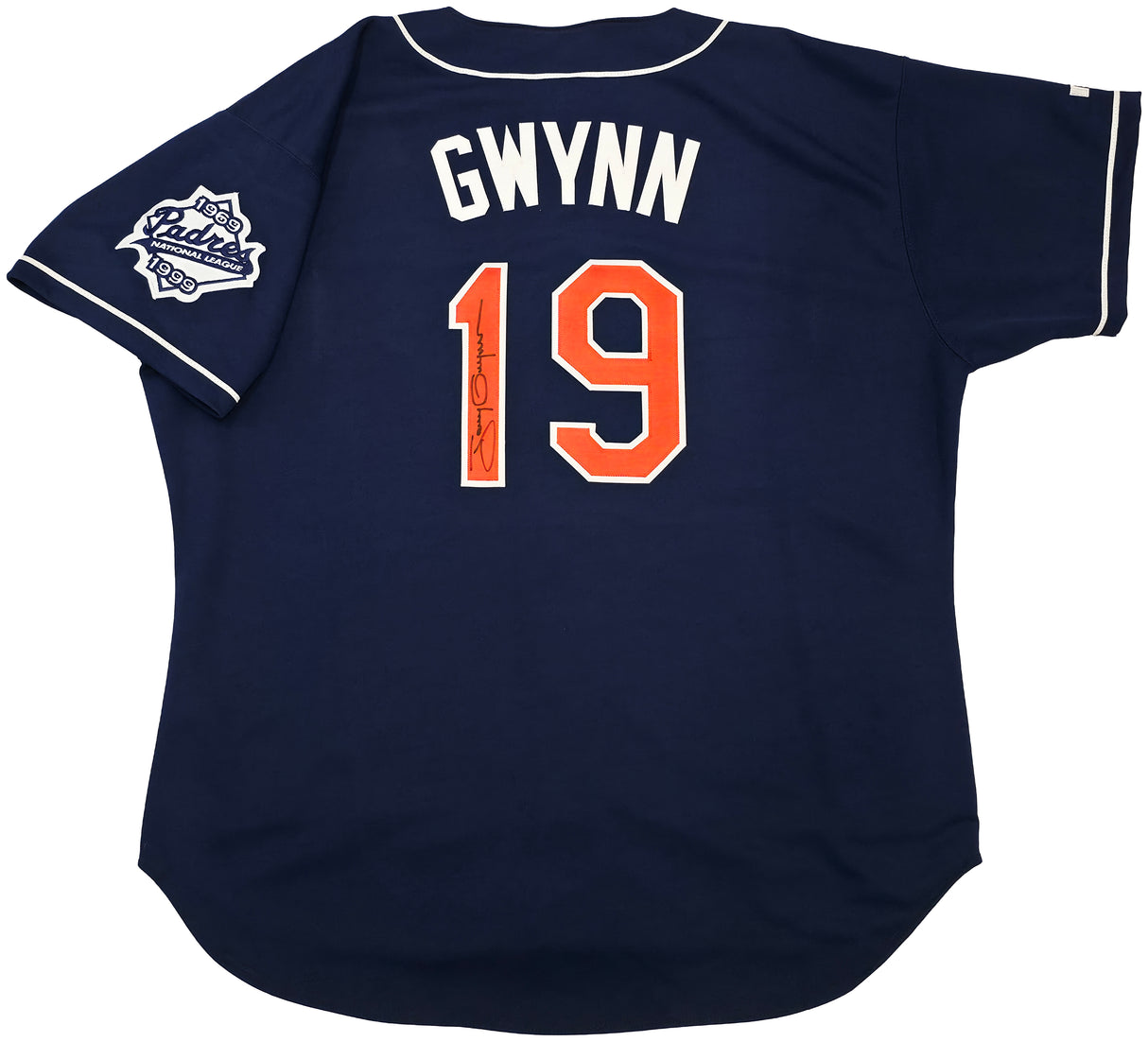 San Diego Padres Tony Gwynn Autographed Blue Russell 30th Anniversary Patch Jersey Size 52 JSA #YY37400