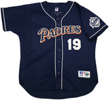 San Diego Padres Tony Gwynn Autographed Blue Russell 30th Anniversary Patch Jersey Size 52 JSA #YY37400