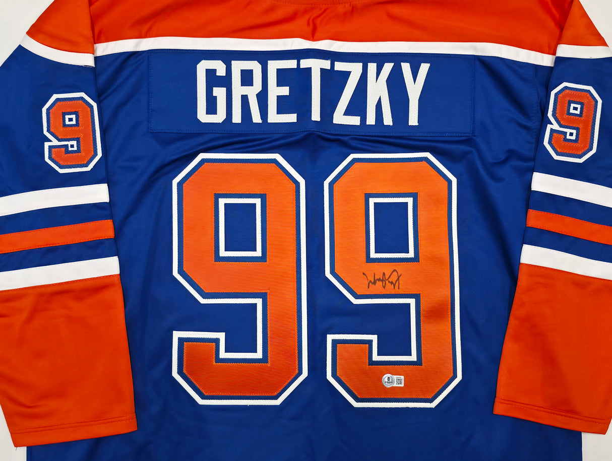 Edmonton Oilers Wayne Gretzky Autographed Orange & Blue Jersey Beckett BAS #AE85520