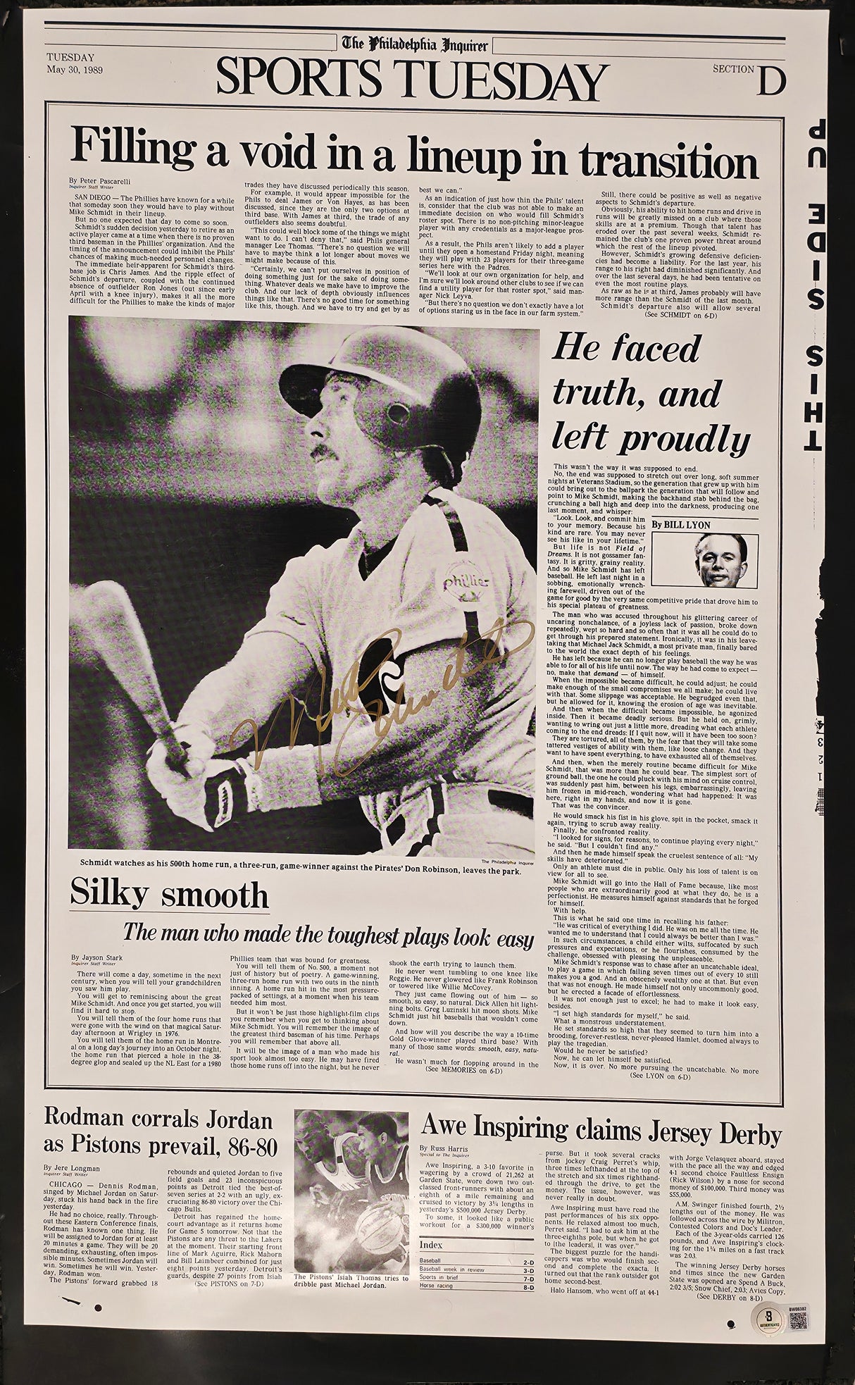 Mike Schmidt Autographed 16x24 Poster Philadelphia Phillies Beckett BAS QR #BW06382