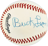 Buck Leonard Autographed Official NL Baseball Negro Leagues Beckett BAS QR #BX67620