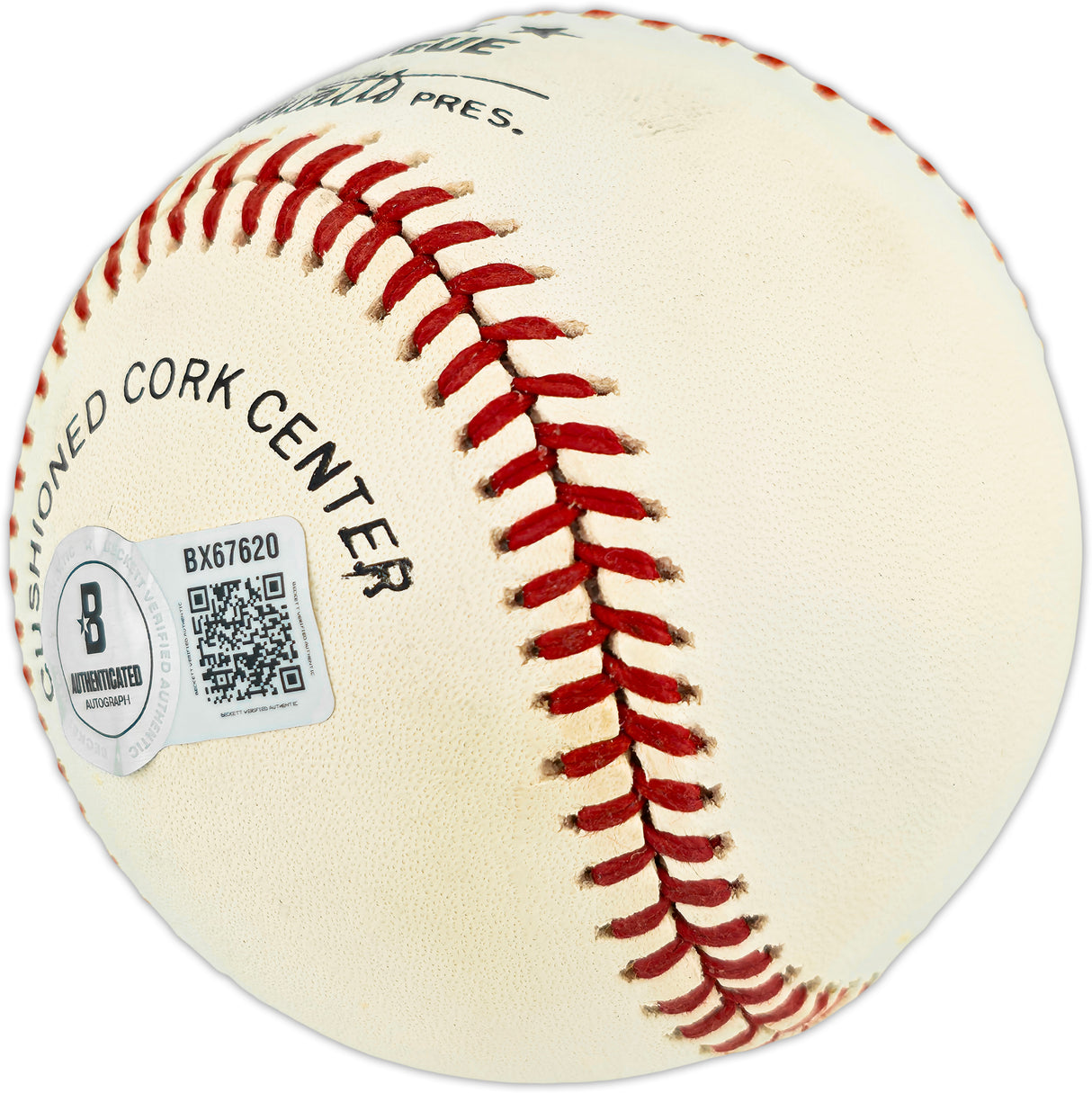 Buck Leonard Autographed Official NL Baseball Negro Leagues Beckett BAS QR #BX67620