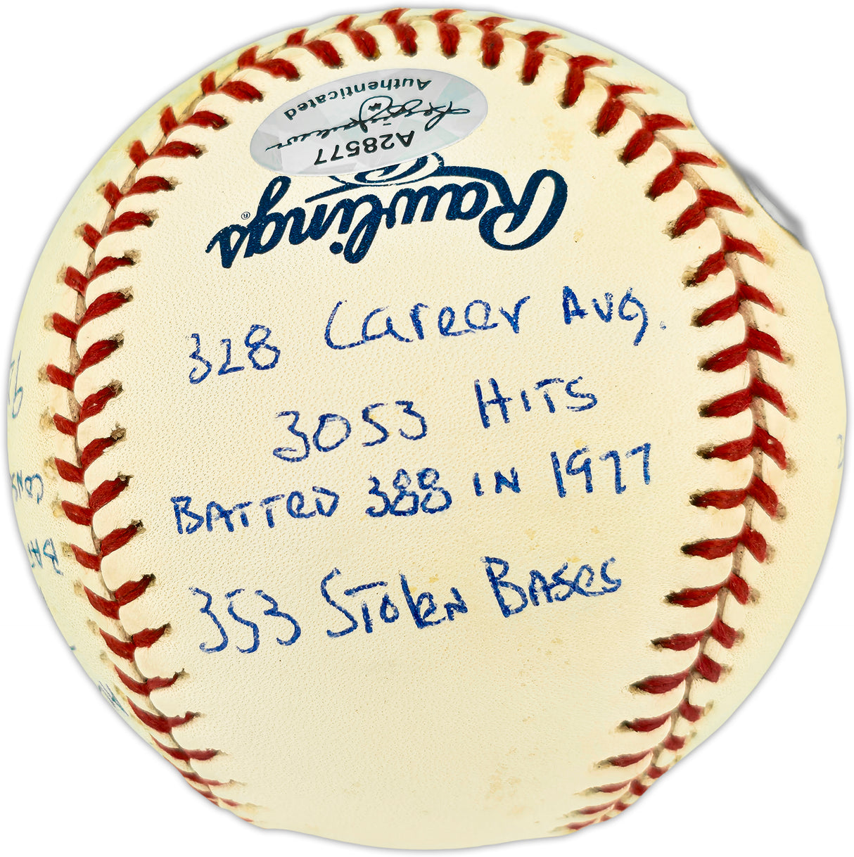 Rod Carew Autographed Official MLB Baseball Minnesota Twins, Los Angeles Angels With 18 Stats Beckett BAS QR #BX67639