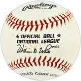 Ernie Banks Autographed Official NL Baseball Chicago Cubs Beckett BAS QR #BX67642