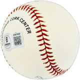Ernie Banks Autographed Official NL Baseball Chicago Cubs Beckett BAS QR #BX67642
