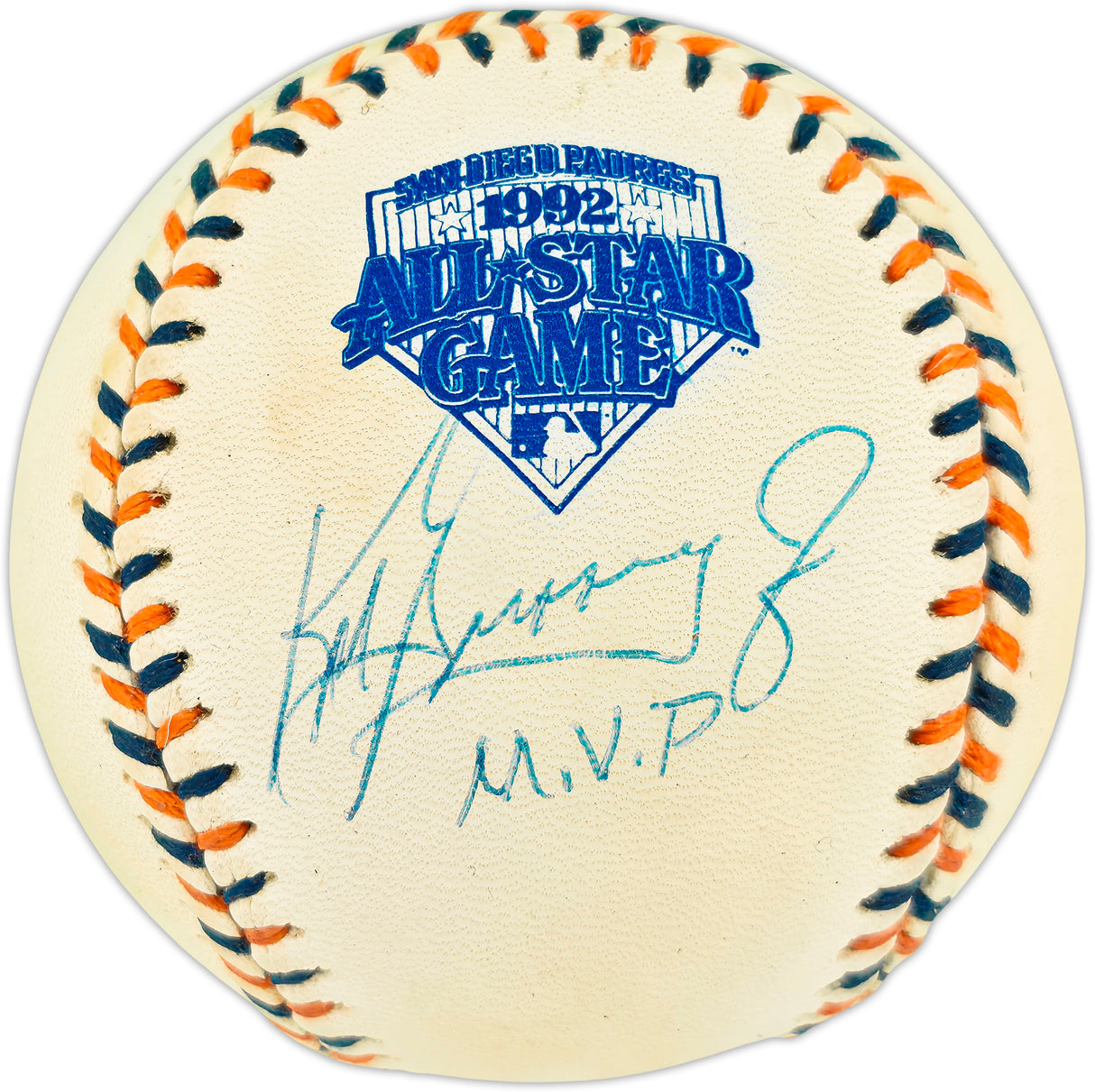 Ken Griffey Jr. Autographed Official 1992 All Star Game Logo Baseball Seattle Mariners "MVP" Beckett BAS QR #BX67666