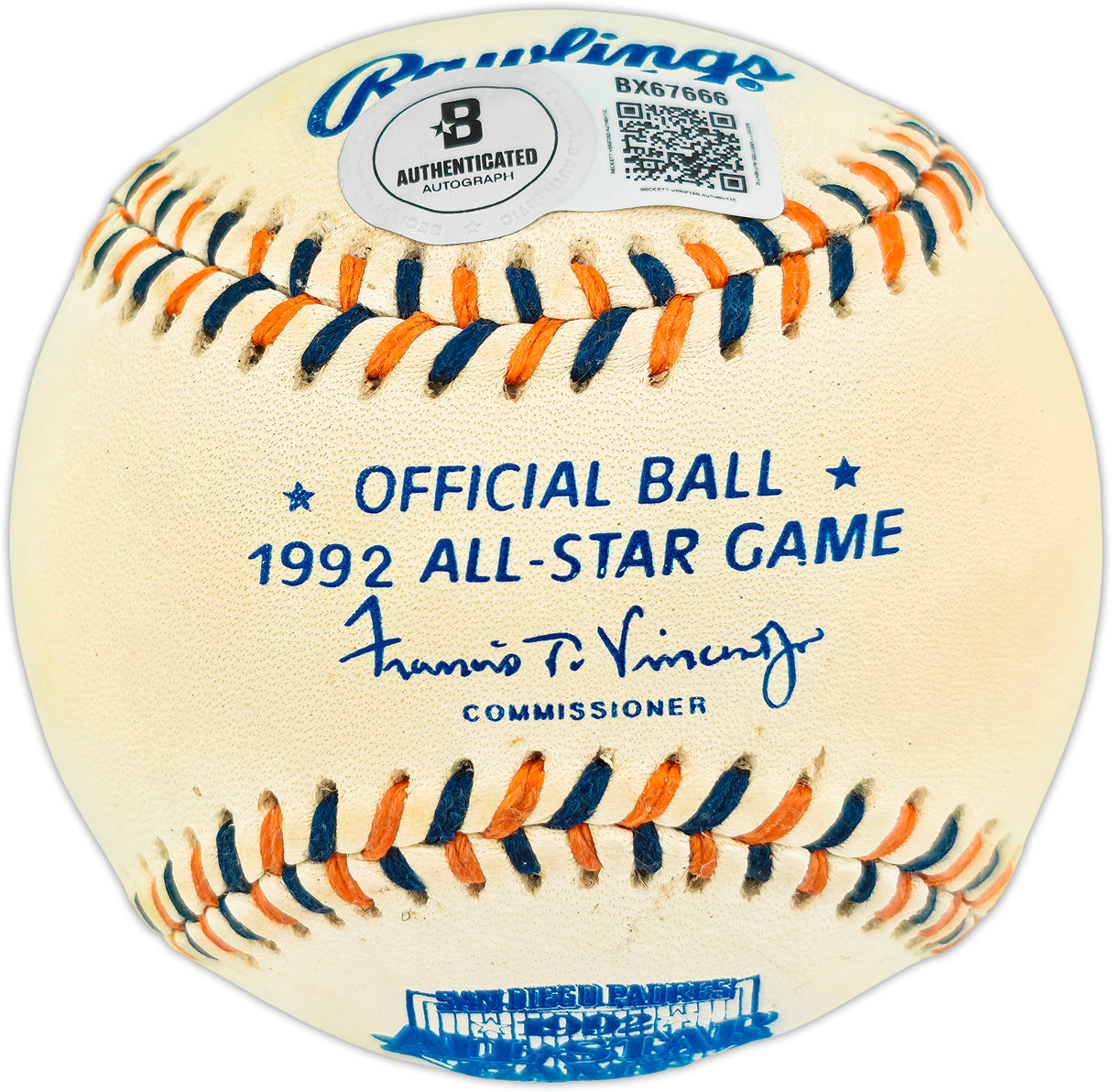 Ken Griffey Jr. Autographed Official 1992 All Star Game Logo Baseball Seattle Mariners "MVP" Beckett BAS QR #BX67666