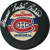 Maurice Rocket Richard Autographed Hockey Puck Montreal Canadiens Beckett BAS QR #BX67644