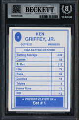 Ken Griffey Jr. Autographed 1989 Premier Player Card #2 Seattle Mariners Auto Grade Gem Mint 10 Beckett BAS Stock #266150
