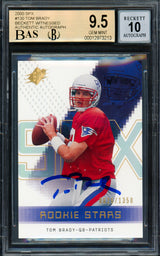 Tom Brady Autographed 2000 Upper Deck SPx Rookie Card #130 New England Patriots BGS 9.5 Auto Grade Gem Mint 10 #626/1350 Beckett BAS Witness #12973213
