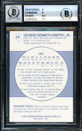 Ken Griffey Jr. Autographed 1987 Bellingham Rookie Card #15 Seattle Mariners BGS 9 Auto Grade Gem Mint 10 Beckett BAS #14727250