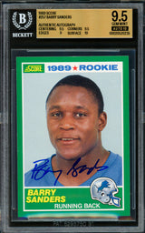 Barry Sanders Autographed 1989 Score Rookie Card #257 Detroit Lions BGS 9.5 Auto Grade Gem Mint 10 Beckett BAS #20520235