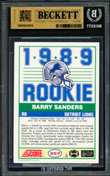 Barry Sanders Autographed 1989 Score Rookie Card #257 Detroit Lions BGS 9.5 Auto Grade Gem Mint 10 Beckett BAS #20520235