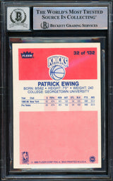 Patrick Ewing Autographed 1986-87 Fleer Rookie Card #32 New York Knicks Auto Grade Gem Mint 10 Beckett BAS #15772173