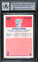 Patrick Ewing Autographed 1986-87 Fleer Rookie Card #32 New York Knicks Auto Grade Gem Mint 10 Beckett BAS #15772174