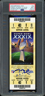 Tom Brady Autographed 2005 Super Bowl XXXIX Full Ticket New England Patriots PSA 9 Auto Grade Gem Mint 10 PSA/DNA #167394162