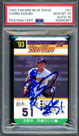 Ichiro Suzuki Autographed 1993 Takara Rookie Card #51 Orix BlueWave PSA 10 Auto Grade Gem Mint 10 "#51" (In Kanji) PSA/DNA #89895381
