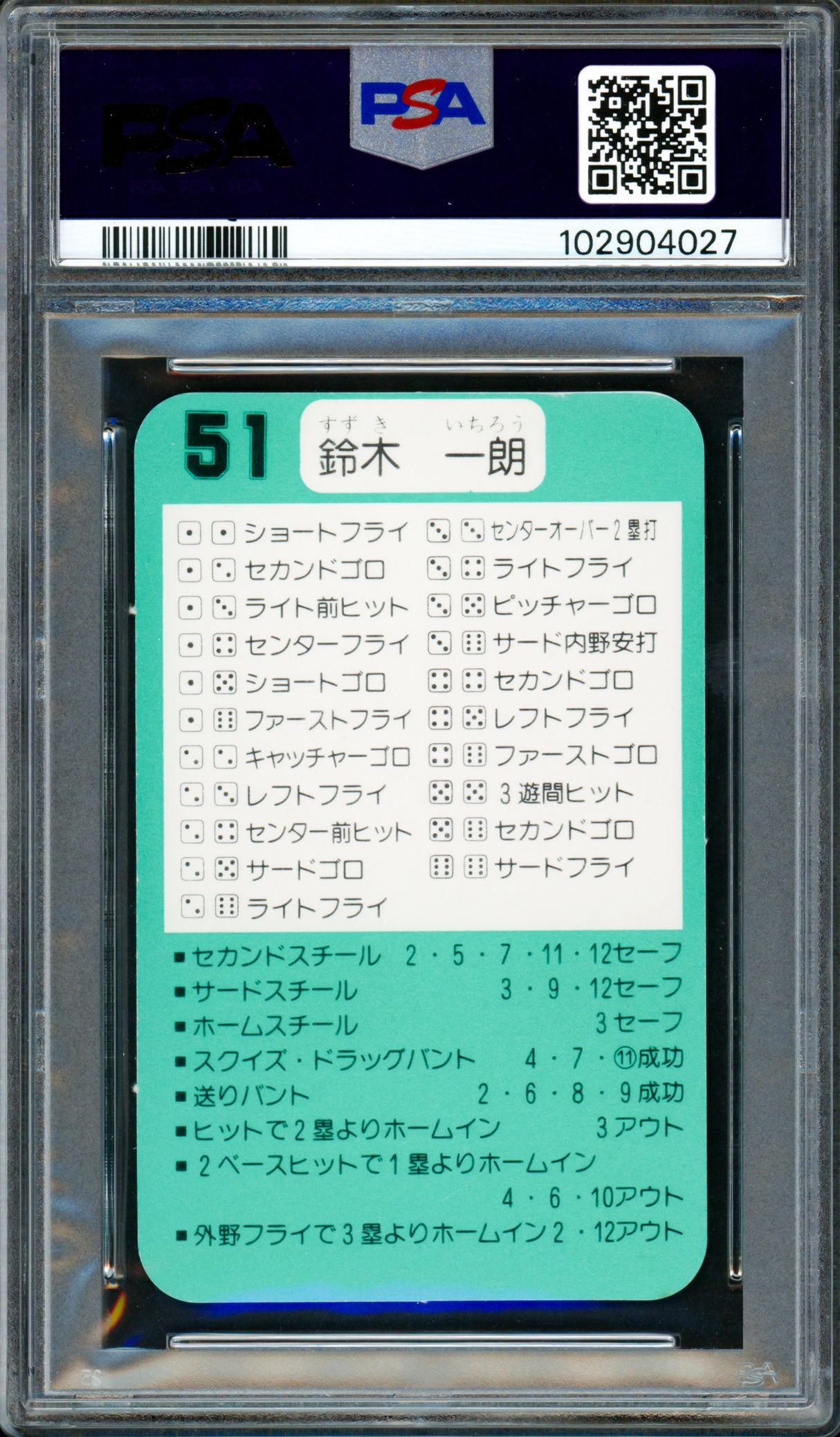 Ichiro Suzuki Autographed 1993 Takara Rookie Card #51 Orix BlueWave PSA 9 Auto Grade Gem Mint 10 "#51" (In Kanji) PSA/DNA #102904027