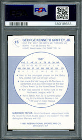 Ken Griffey Jr. Autographed 1987 Bellingham Rookie Card #15 Seattle Mariners PSA 9 Auto Grade Gem Mint 10 "87 #1 Pick" PSA/DNA #68018688